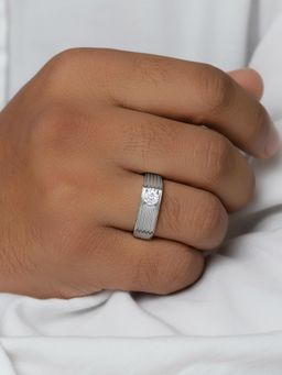 Ornate Jewels - 925 Silver Rhodium Plated White American Diamond Elysian Ring
