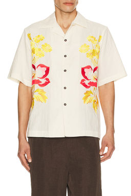Commas - Embroidered Peonies Bowling Shirt