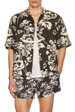 Commas - Painted Peonies Bowling Shirt