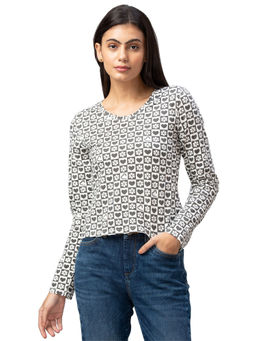 Being Human - Women's Charcoal And Antique White Slim Fit T-shirt