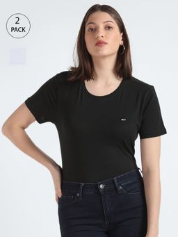 Tommy Hilfiger - Multi-Color Solid Slim Fit Cotton T-Shirts (Pack of 2)