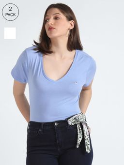 Tommy Hilfiger - Multi-Color Solid Slim Fit Cotton T-Shirts (Pack of 2)