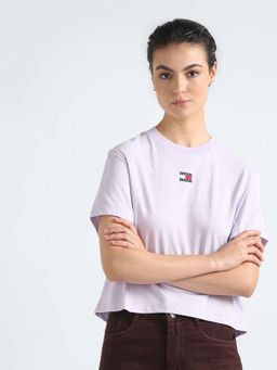 Tommy Hilfiger - Lavender Solid Regular Fit Cotton T-Shirt
