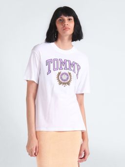 Tommy Hilfiger - White Printed Relaxed Fit Cotton T-Shirt