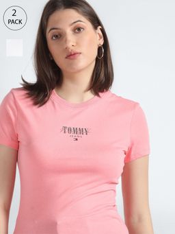 Tommy Hilfiger - Multi-Color Logo Slim Fit Cotton T-Shirts (Pack of 2)