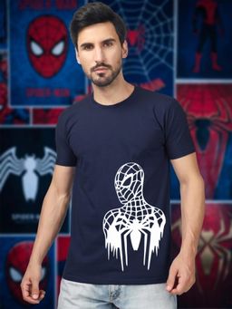 Greylongg - Navy Blue Men's Printed T-Shirt