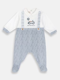 Chicco - White Blended Collar Neck Embroidered Romper