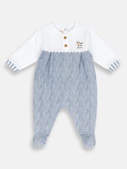 Chicco - White Blended V-Neck Printed Romper