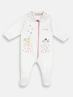 Chicco - White Blended Collar Neck Printed Romper