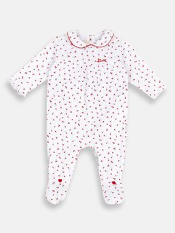 Chicco - White Cotton Collar Neck Printed Romper