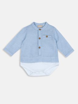 Chicco - Blue Blended Mandarin Neck Solid Bodysuit