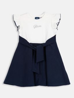 Chicco - White Blended Round Neck Solid Dress