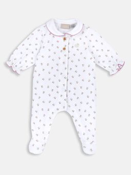 Chicco - White Blended Collar Neck Printed Romper