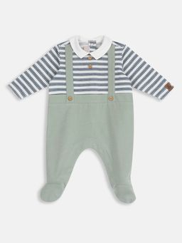 Chicco - Green Blended Collar Neck Stripes Romper