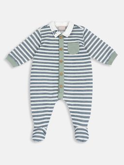 Chicco - Green Blended Collar Neck Stripes Romper