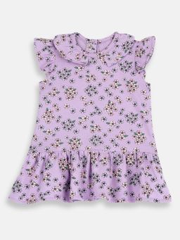 Chicco - Purple Blended Round Neck Floral Dress