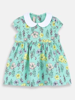 Chicco - Green Blended Round Neck Floral Dress
