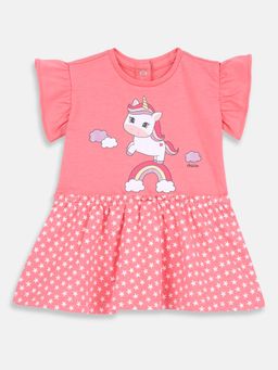 Chicco - Pink Cotton Round Neck Printed Dress