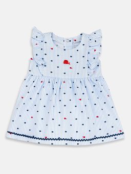 Chicco - Blue Cotton Round Neck Stripes Dress