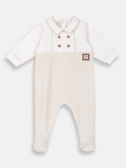 Chicco - Beige Blended Collar Neck Embellished Romper