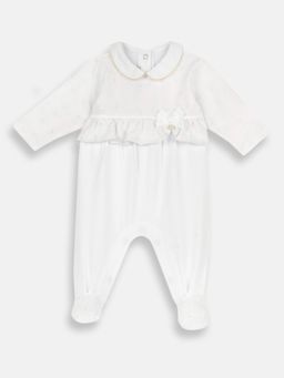 Chicco - Beige Blended Collar Neck Embellished Romper