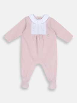 Chicco - Pink Blended Round Neck Embellished Romper