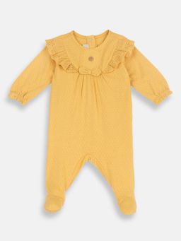 Chicco - Yellow Blended Crew Neck Self Design Romper