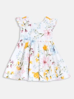 Chicco - White Cotton Round Neck Floral Dress