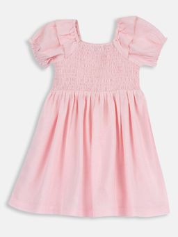 Chicco - Pink Blended Square Neck Solid Dress
