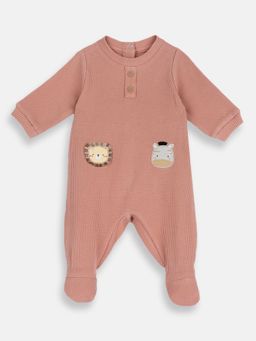 Chicco - Peach Cotton Round Neck Printed Romper