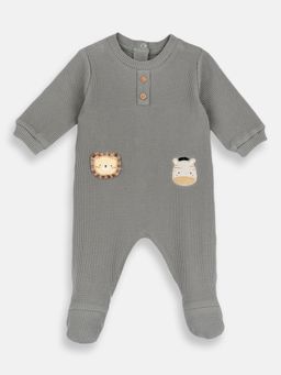 Chicco - Green Cotton Round Neck Printed Romper