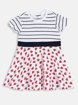 Chicco - White Blended Round Neck Floral Dress