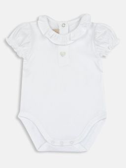 Chicco - White Blended Round Neck Solid Bodysuit