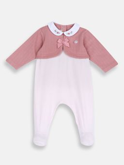 Chicco - Pink Blended Collar Neck Embellished Romper