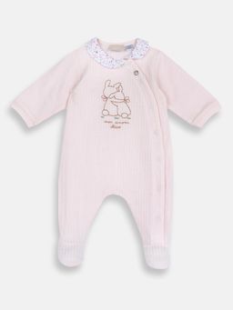 Chicco - Pink Cotton Collar Neck Embroidered Romper