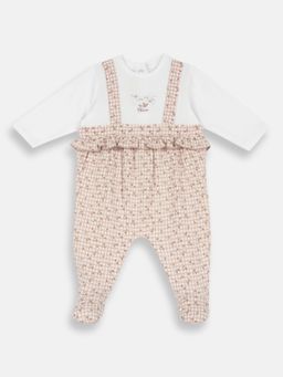 Chicco - White Blended Round Neck Embroidered Romper