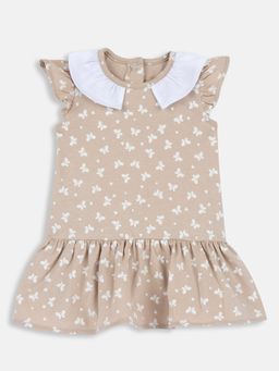 Chicco - Beige Blended Round Neck Printed Dress