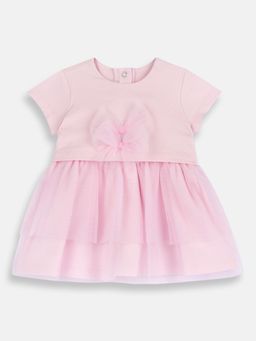Chicco - Pink Blended Round Neck Embellished Dress