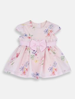 Chicco - Pink Cotton Round Neck Floral Dress