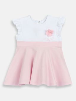 Chicco - White Blended Round Neck Embellished Dress