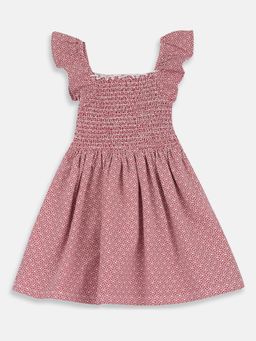 Chicco - White Blended Square Neck Printed Dress