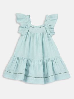 Chicco - Green Cotton Square Neck Solid Dress
