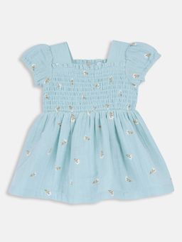 Chicco - Green Cotton Square Neck Floral Dress