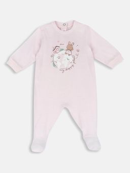 Chicco - Pink Cotton Round Neck Animal Print Romper