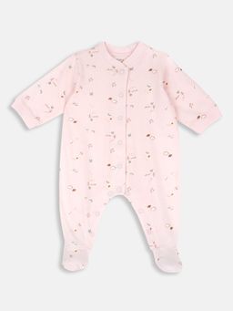 Chicco - Peach Cotton V-Neck Printed Romper