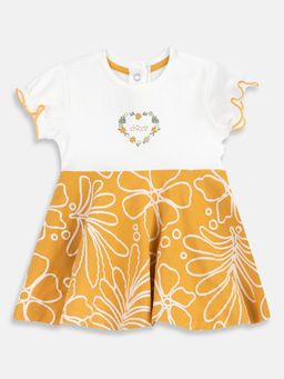 Chicco - White Blended Round Neck Embroidered Dress