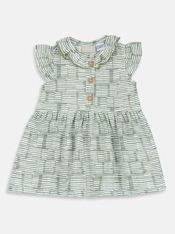 Chicco - Green Blended Round Neck Stripes Dress