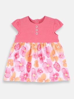 Chicco - White Blended Round Neck Floral Dress