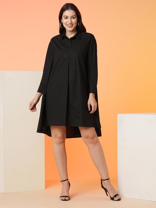 slim fit dress slacks Black dress with a loose fit MOLINNE – Bizuu main image 0