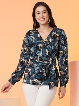 Globus - Women Multi Blue Wrap Around Top